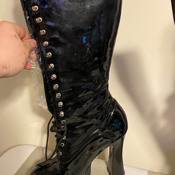 Neiman Marcus pvc vinyl shinny boots - Picture 6 of 11